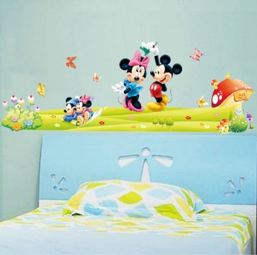mickey-Minnie-Mouse-aile-duvar-vinil-sticker-bebek-çocuk-odası-poster-duvar-kağıdı-duvar-çıkartma-sanatı
